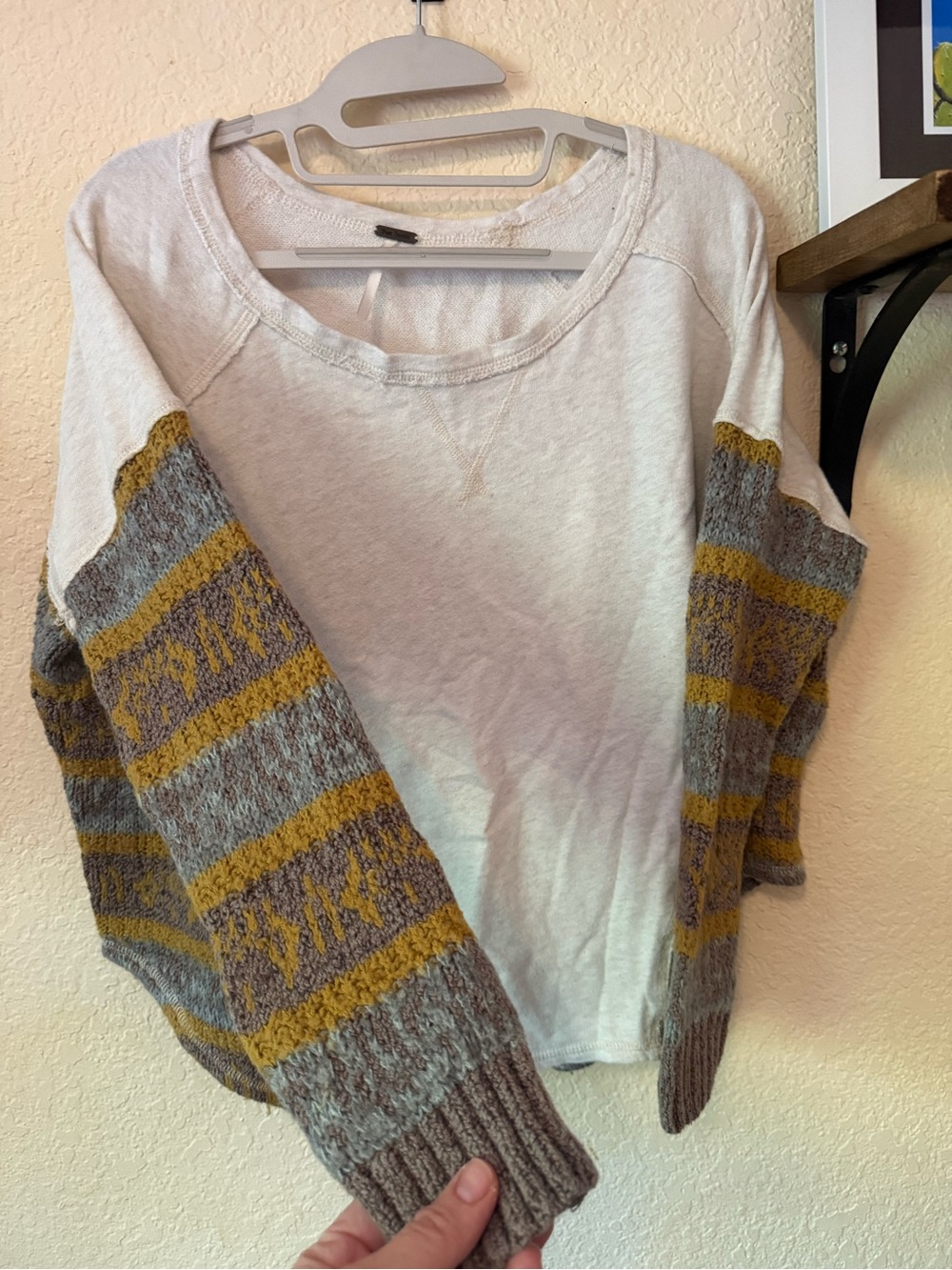 Free People knit and cotton long sleeve top